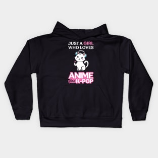 JUST A GIRL WHO LOVES ANIME AND K POP Kids Hoodie